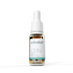 Fles Cibdol - 5% CBN en 2,5% CBD olie (10ml) met druppelaar op een witte achtergrond.