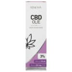 Renova CBD olie 3% op een witte achtergrond.