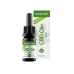 Een flesje Wedihemp CBD Olie Puur 2,5% staat voor de merkverpakking.