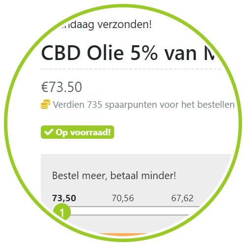 een groene cirkel met de woorden cbd olie 5% van n.