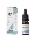 een flesje Renova CBD olie 10% naast een doosje.