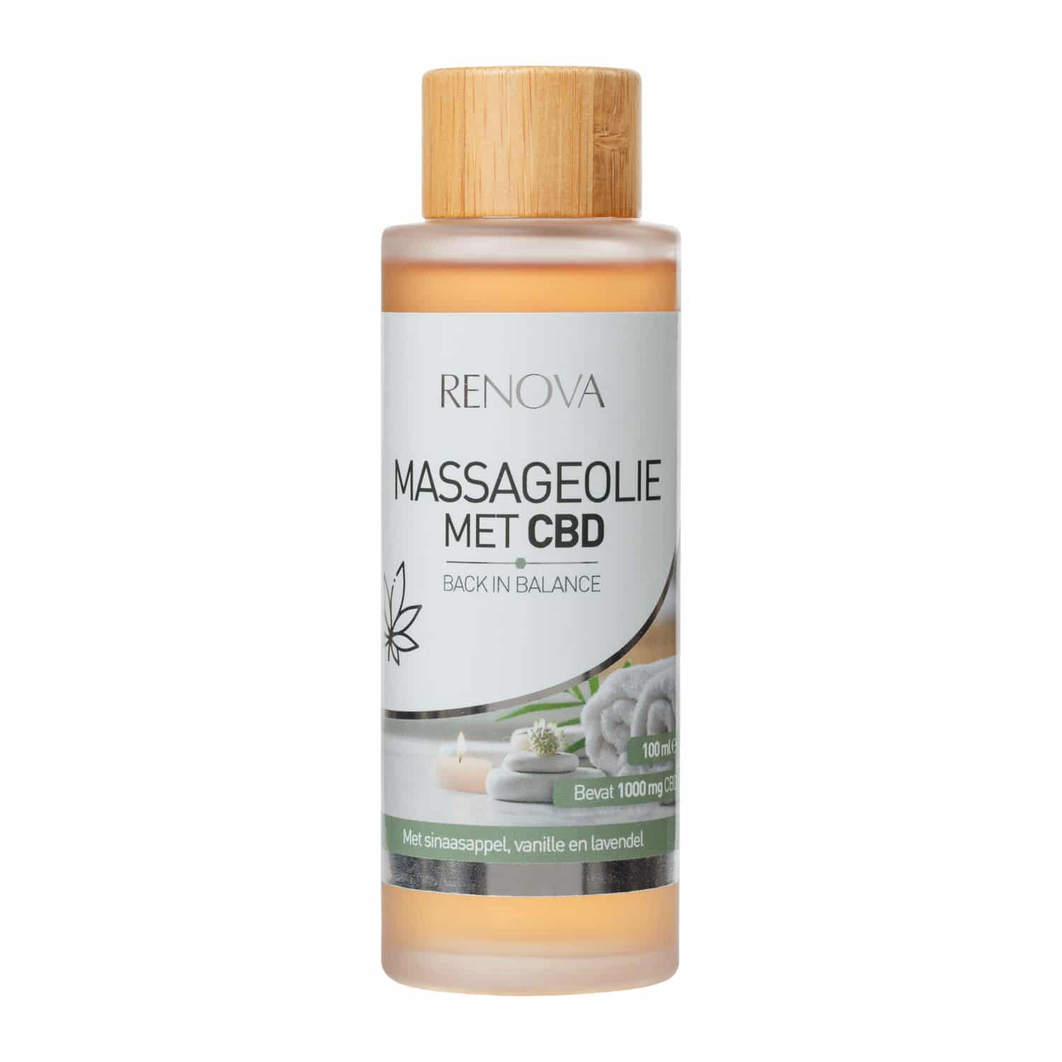 Renova - CBD Massageolie - Vanille, lavendel en sinaasappel